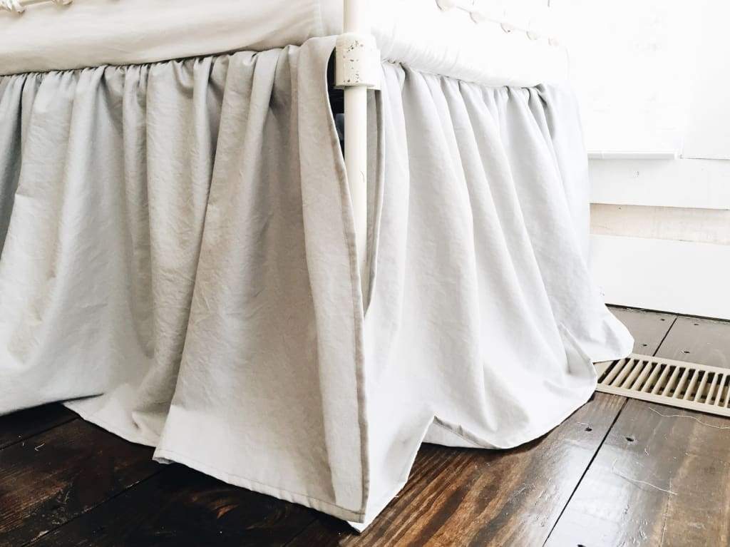 Silver Grey Farmhouse Crib Skirt handmade heirloom nursery - High Cotton Textile