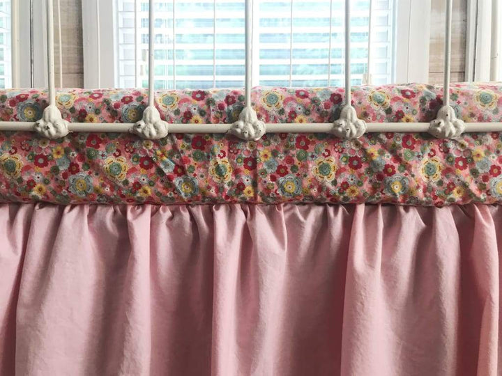 Sisters Pink Farmhouse Basic Crib Skirt handmade heirloom nursery - High Cotton Textile