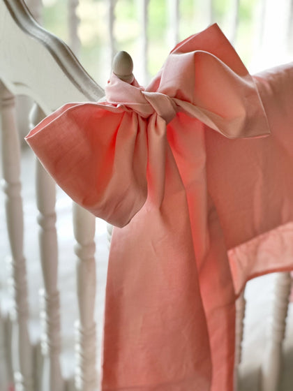 Large sisters pink washed cotton crib bow sash