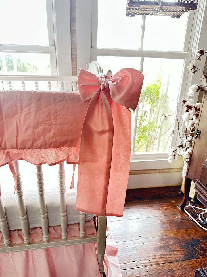 Sisters Pink Large Crib Bow handmade heirloom nursery - High Cotton Textile