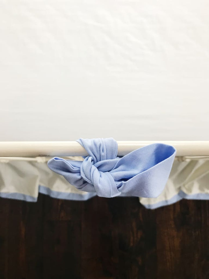 Small Baby Blue Crib Bow handmade heirloom nursery - High Cotton Textile