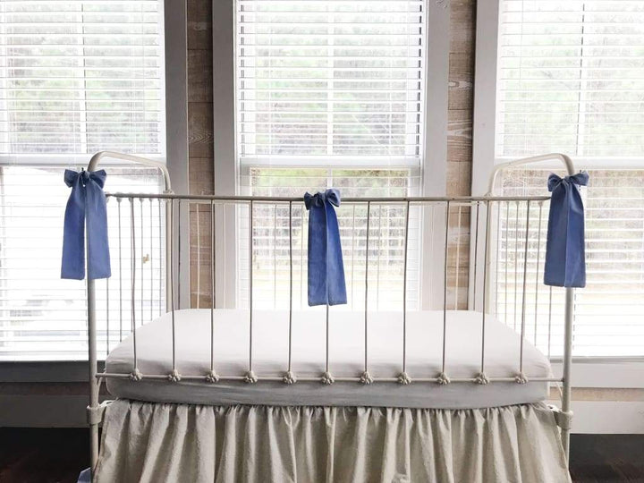 Small Baby Blue Crib Bow handmade heirloom nursery - High Cotton Textile