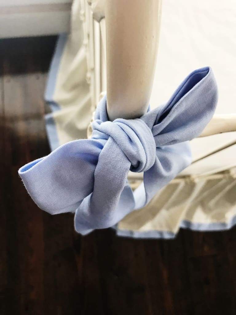 Small Baby Blue Crib Bow handmade heirloom nursery - High Cotton Textile