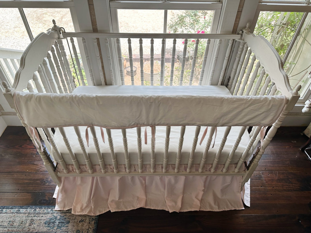 Tailored Crib Rail Cover & Skirt Set handmade heirloom nursery - High Cotton Textile