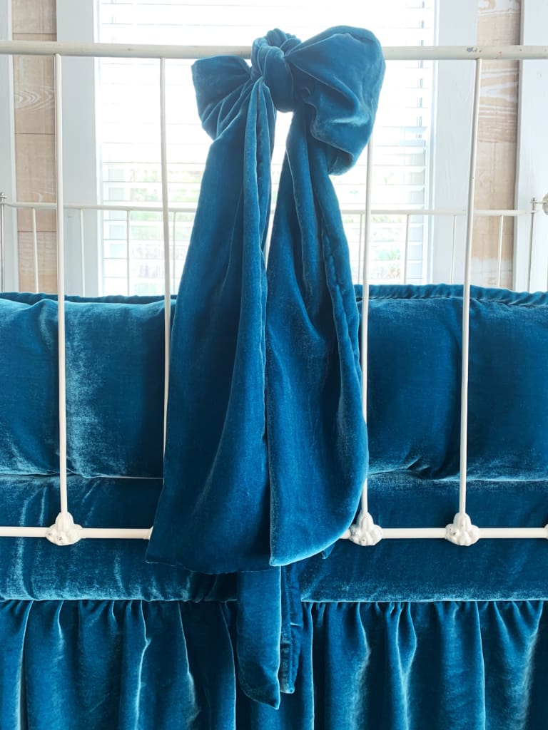 Teal Blue | 100% Silk Velvet Luxury Crib Bedding Ensemble