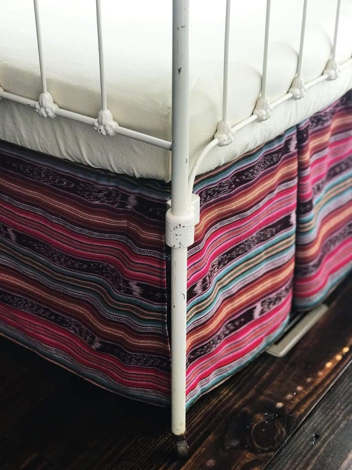 Tribal Crib Skirt handmade heirloom nursery - High Cotton Textile