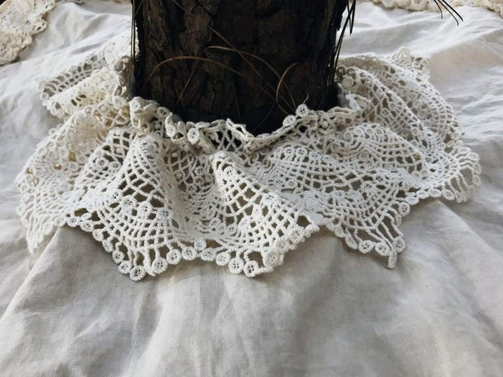 Vintage Leather and Lace 100% Washed Cotton Tea - Stained Christmas Tree Skirt handmade heirloom nursery - High Cotton Textile