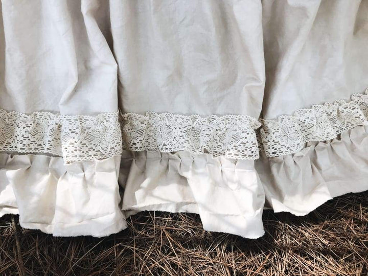 Vintage Leather and Lace 100% Washed Cotton Tea-Stained Crib Bedding - High Cotton Textile 