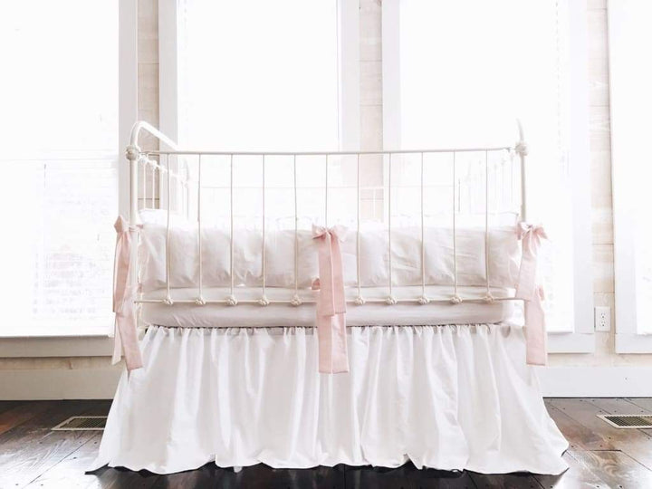 White + Baby Pink | Farmhouse Crib Bedding Set