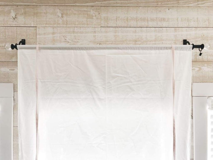 White and Baby Pink Farmhouse Tie - Up Shades handmade heirloom nursery - High Cotton Textile