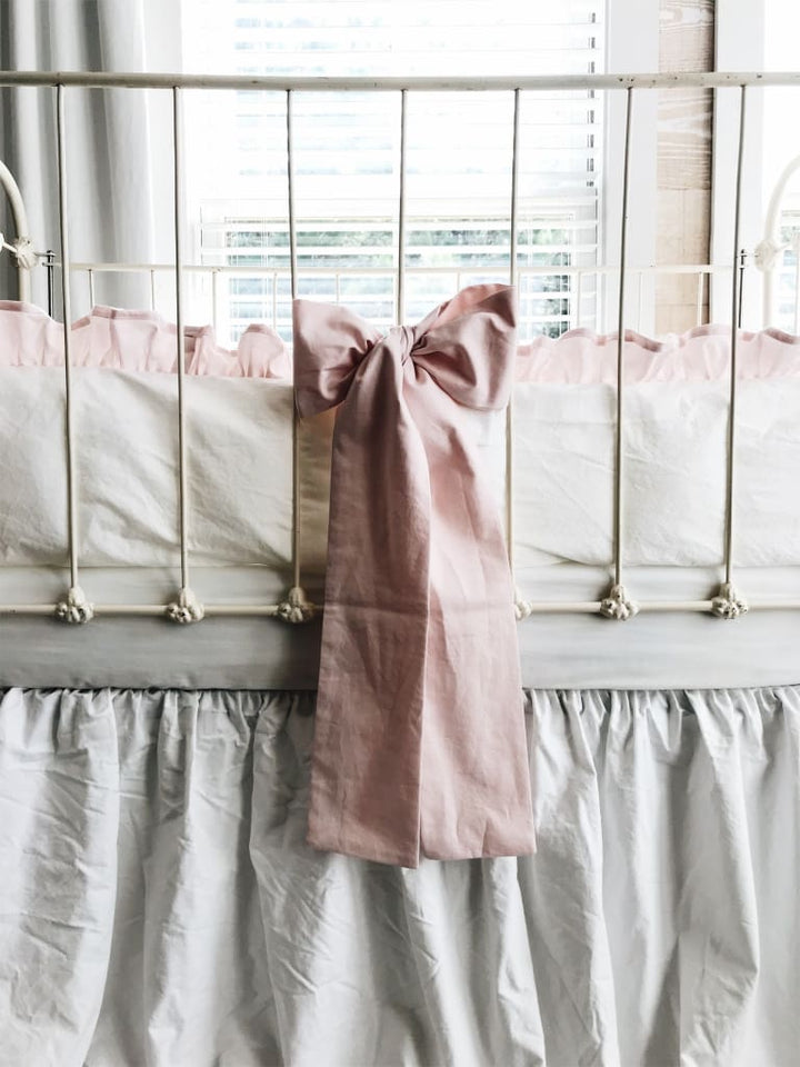 White and Baby Pink | Ruffled Crib Bedding Set