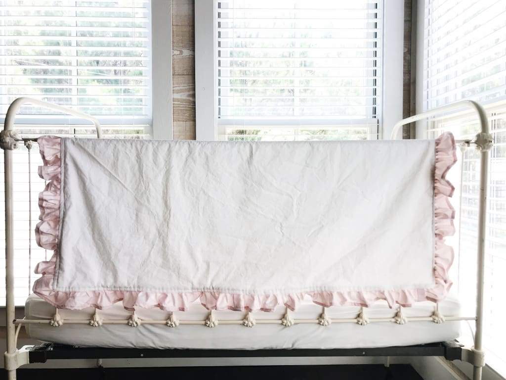 White and Baby Pink | Ruffled Crib Blanket