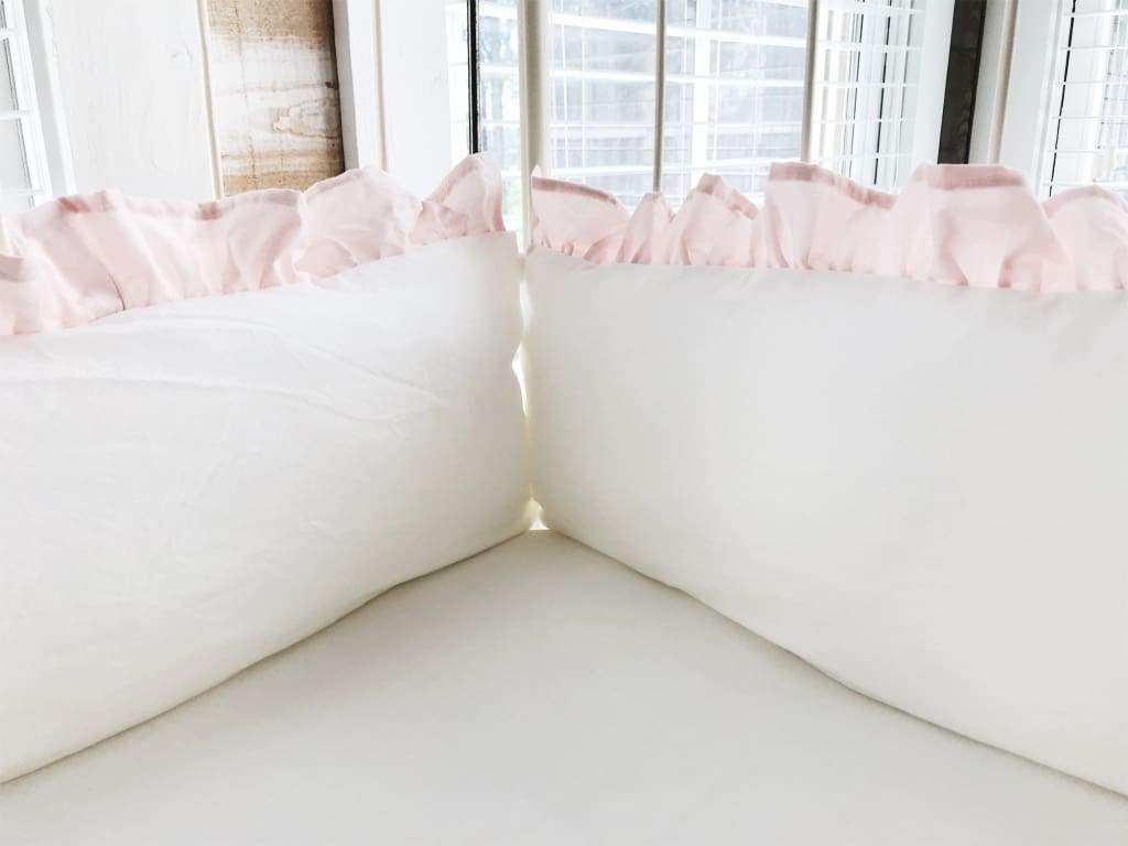 White + Baby Pink | Ruffled Crib Liners