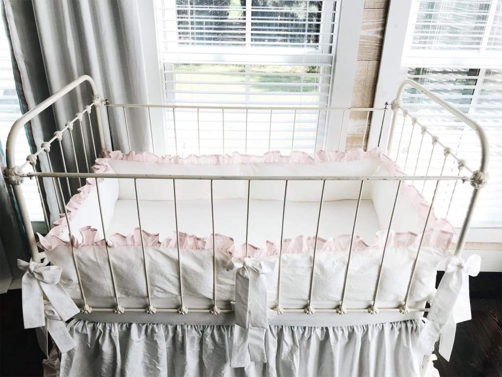 White + Baby Pink | Ruffled Crib Liners