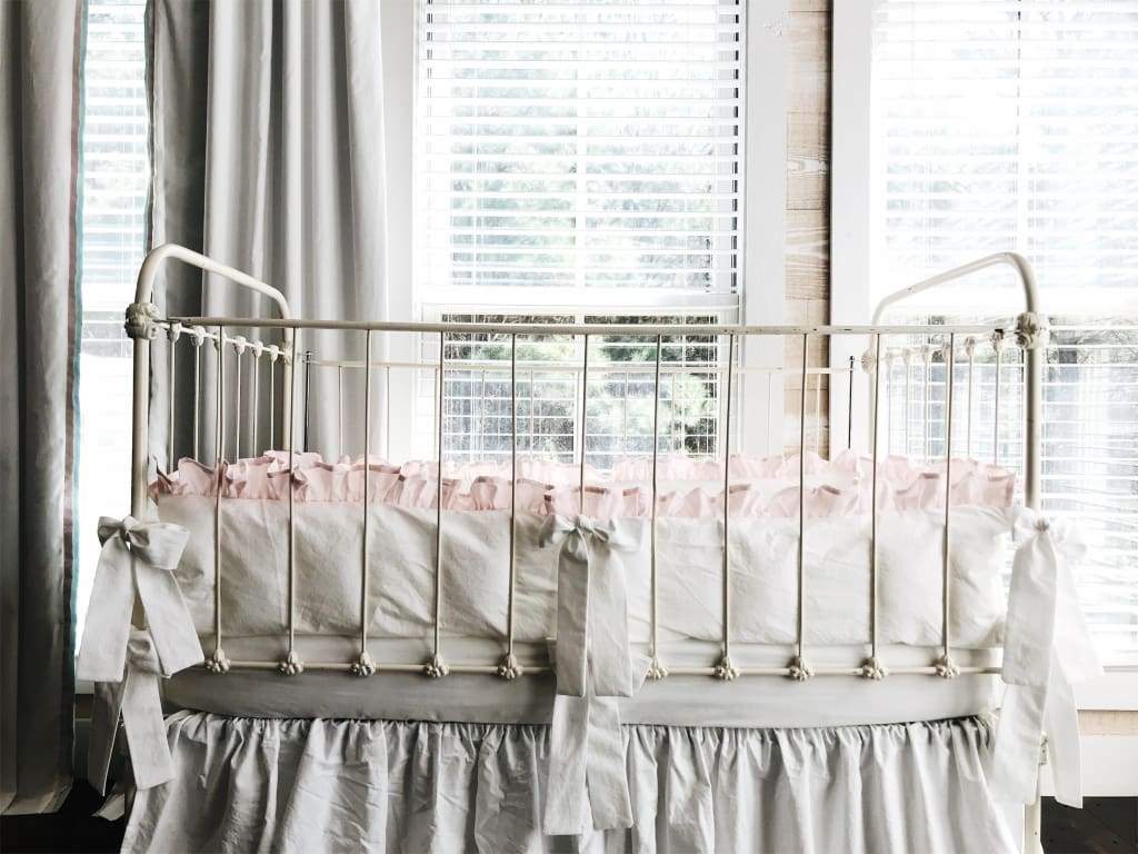 White + Baby Pink | Ruffled Crib Liners