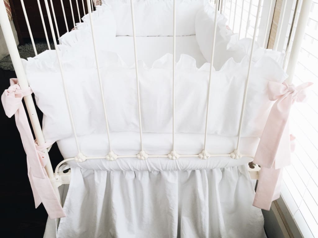 White + Baby Pink | Ruffled Crib Liners