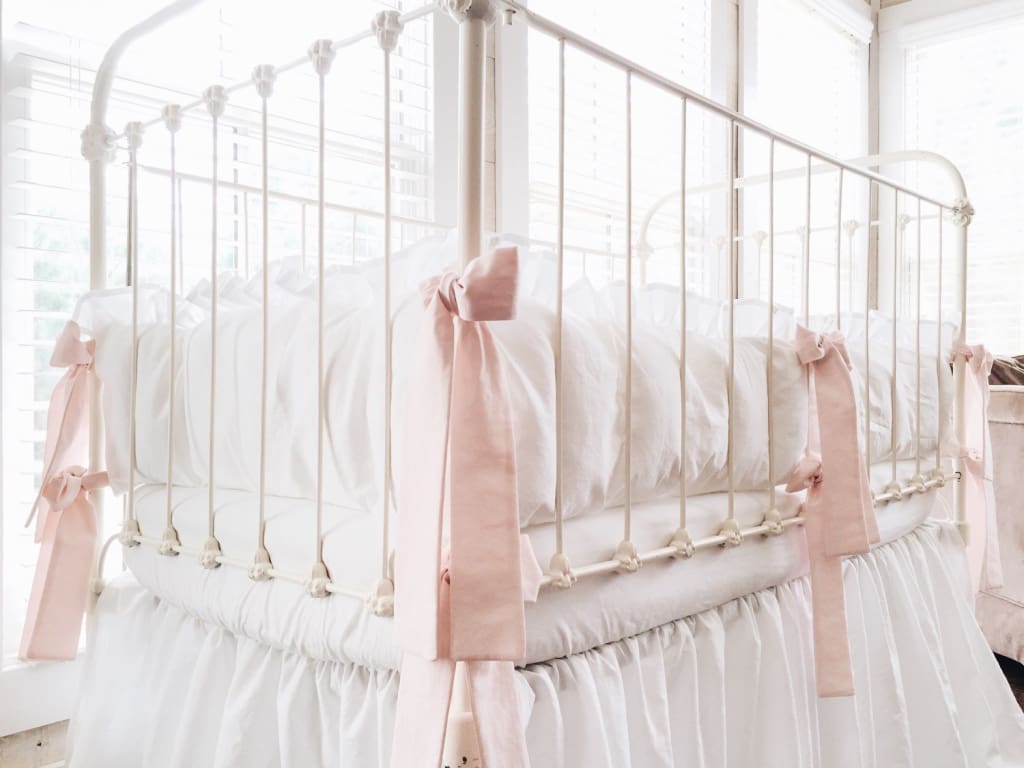 White + Baby Pink | Ruffled Crib Liners