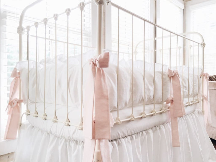 White + Baby Pink | Ruffled Crib Liners