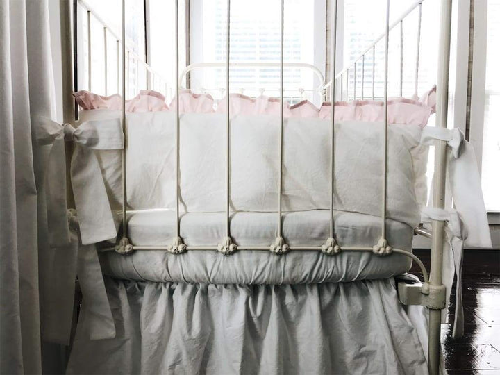 White + Baby Pink | Ruffled Crib Liners