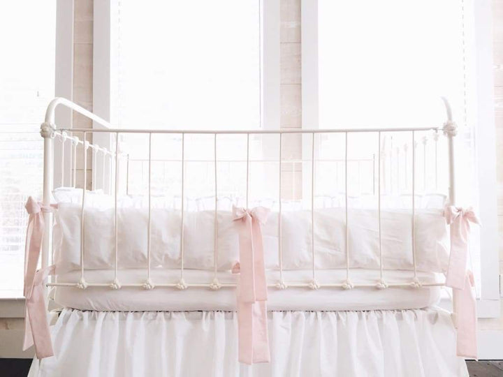 White + Baby Pink | Ruffled Crib Liners