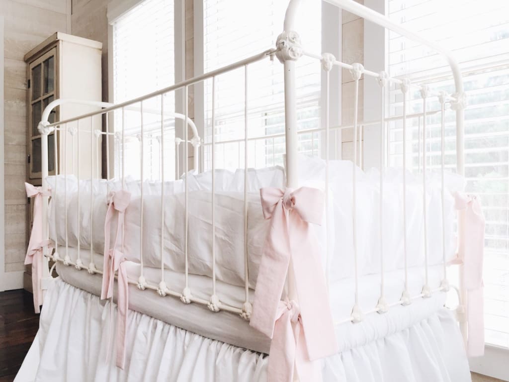 White + Baby Pink | Ruffled Crib Liners