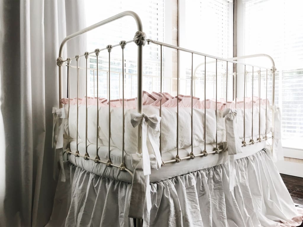 White + Baby Pink | Ruffled Crib Liners