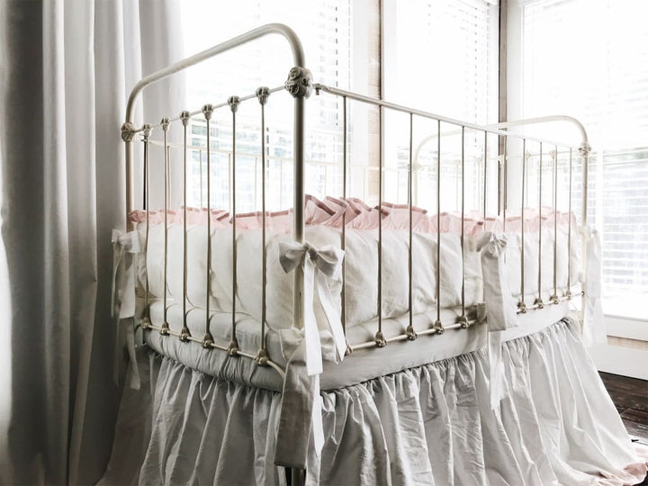 White + Baby Pink | Ruffled Crib Liners