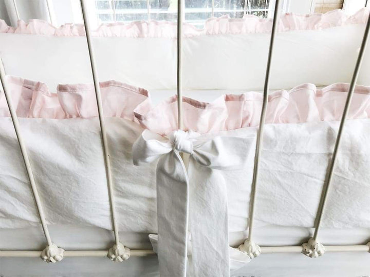 White + Baby Pink | Ruffled Crib Liners