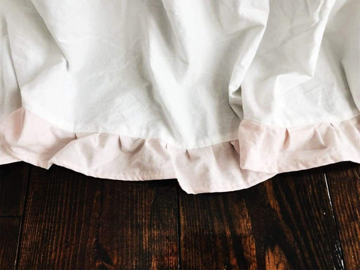 White + Baby Pink | Ruffled Crib Skirt + Bows