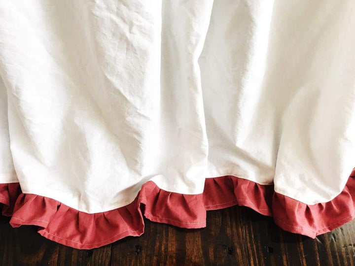 White and Blush Ruffled Crib Rail Cover and Skirt Set with Bows handmade heirloom nursery - High Cotton Textile