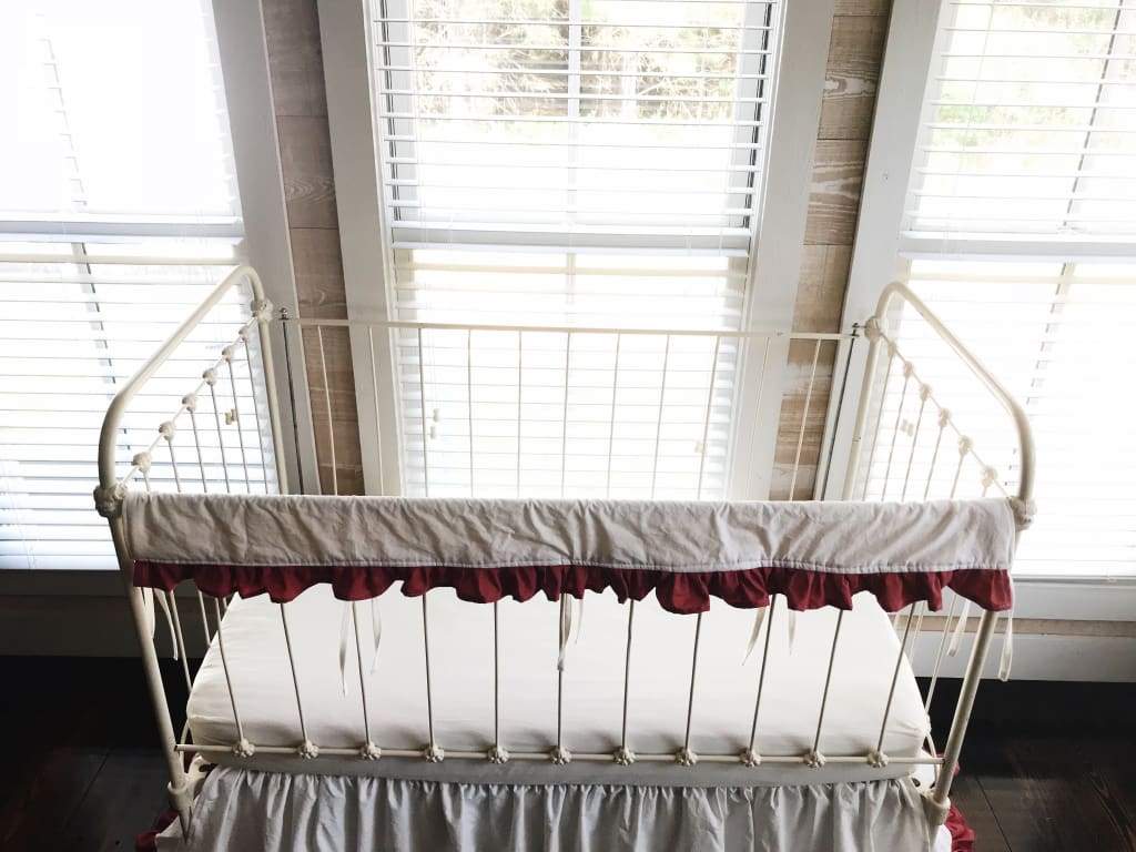 White + Blush | Ruffled Crib Rail Cover