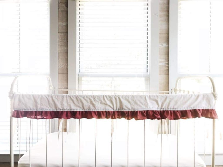 White + Blush | Ruffled Crib Rail Cover