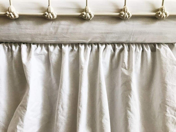White and Blush Ruffled Crib Skirt handmade heirloom nursery - High Cotton Textile