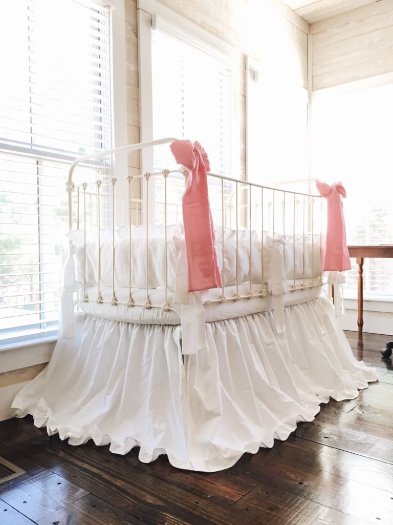 White + Carnation | Ruffled Crib Bedding Set