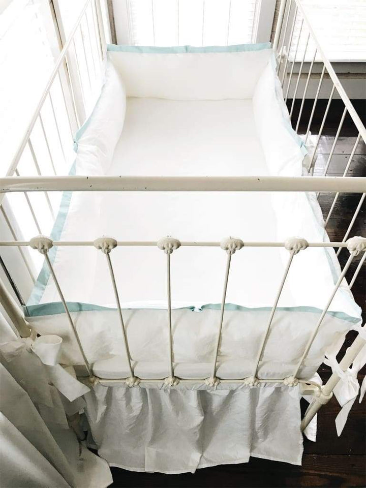 White + Mist | Farmhouse Tailored Crib Bedding Set