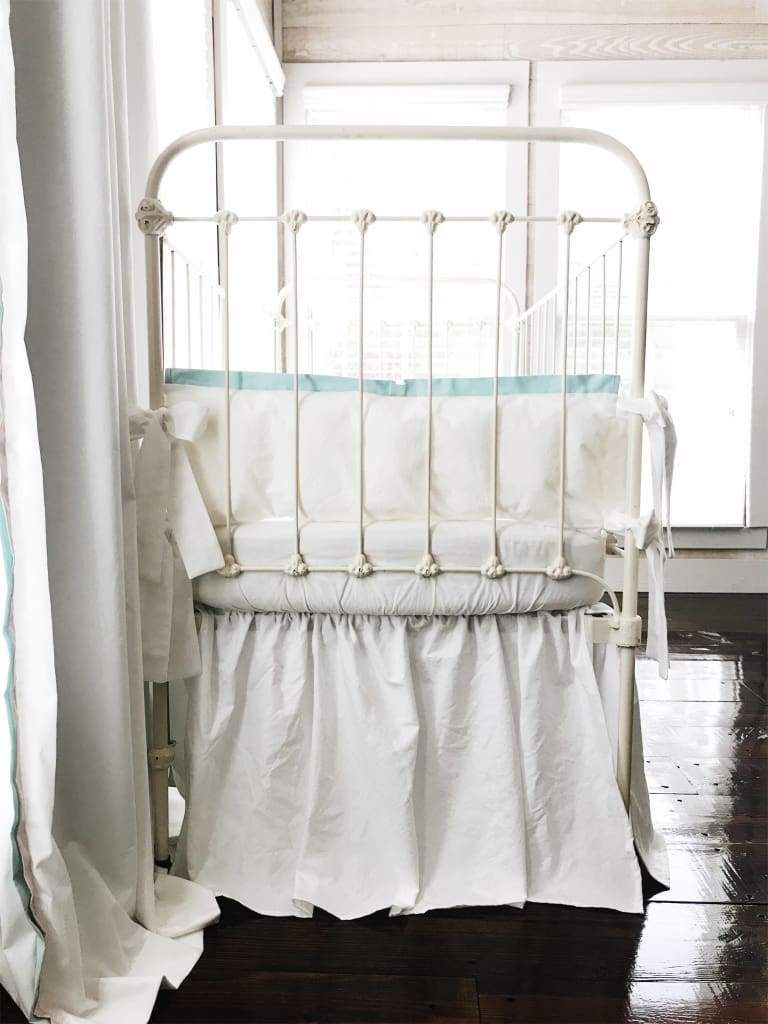 White + Mist | Farmhouse Tailored Crib Bedding Set