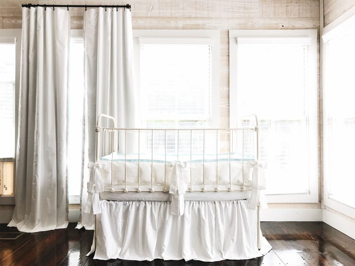 White + Mist | Farmhouse Tailored Crib Bedding Set