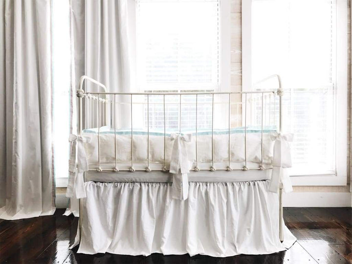 White + Mist | Farmhouse Tailored Crib Bedding Set