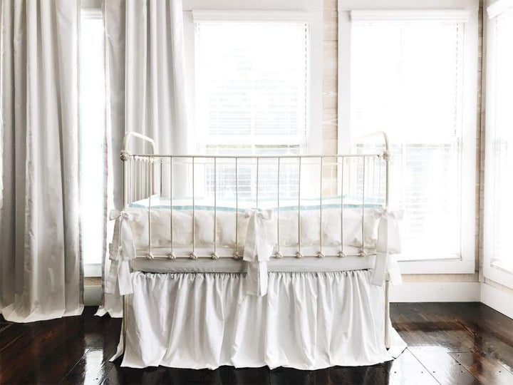 White + Mist | Farmhouse Tailored Crib Bedding Set