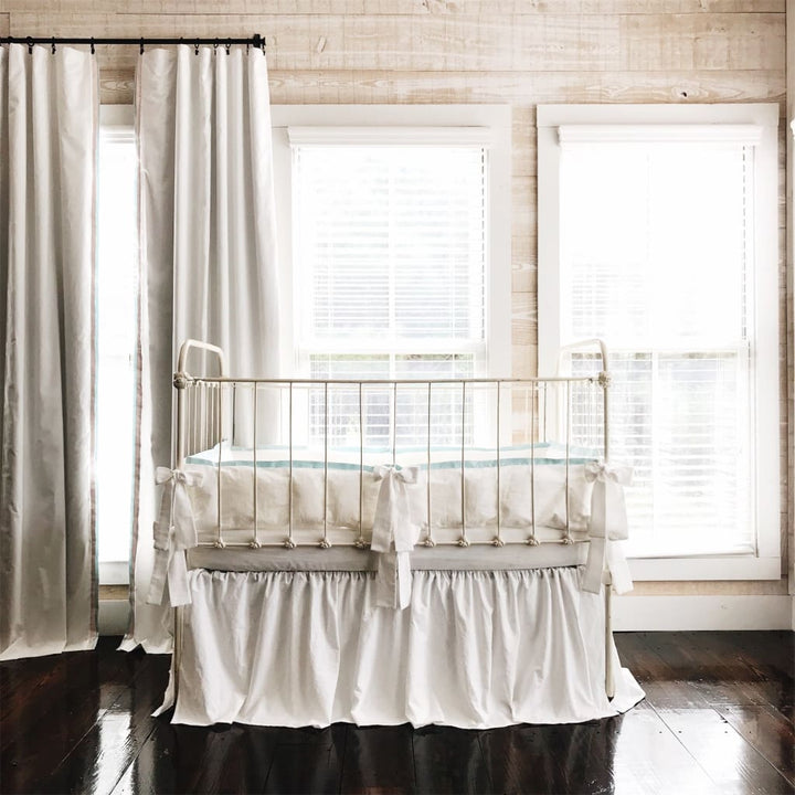 White + Mist | Farmhouse Tailored Crib Bedding Set