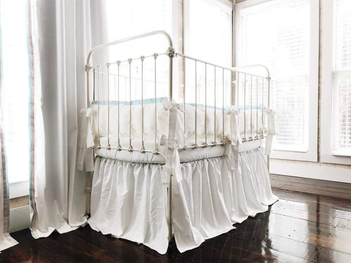 White + Mist | Farmhouse Tailored Crib Bedding Set