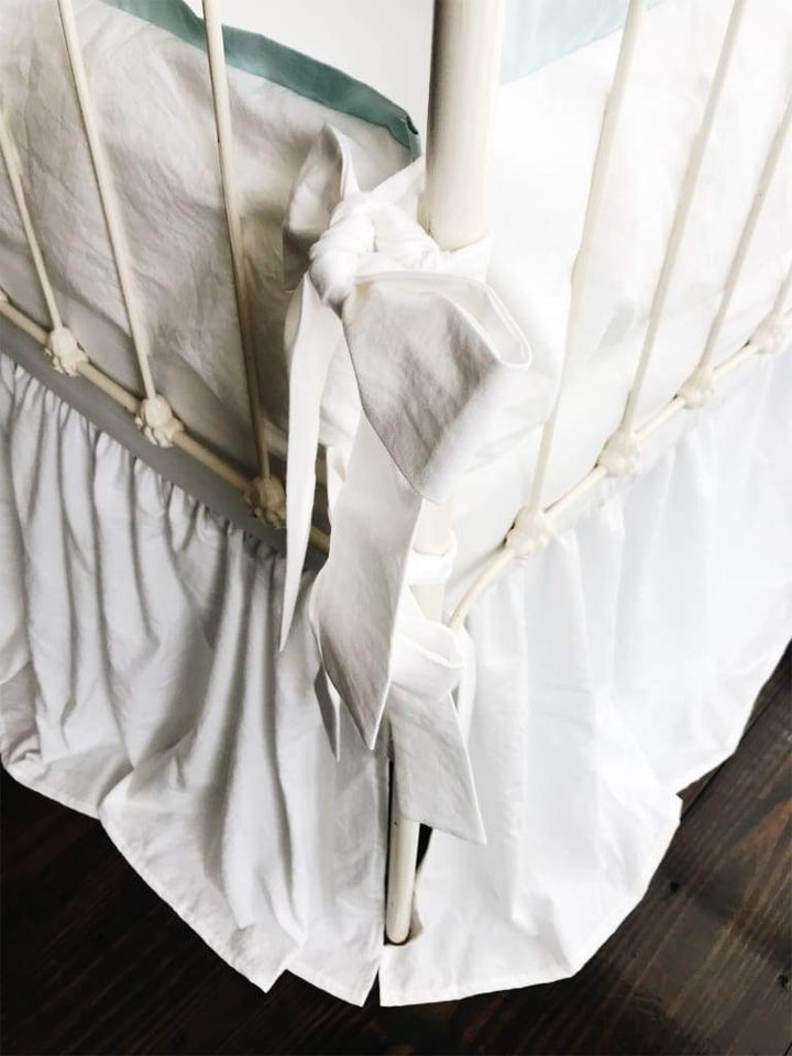 White + Mist | Farmhouse Tailored Crib Bedding Set