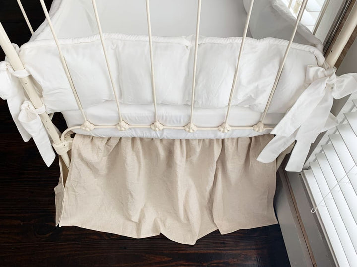 White and Natural | Farmhouse Tailored Crib Bedding Set