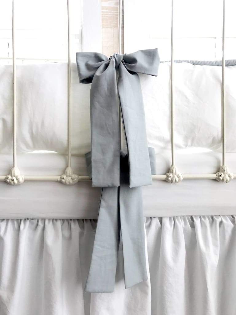 White and Silver Grey Farmhouse Tailored Crib Bedding Set - High Cotton Textile 