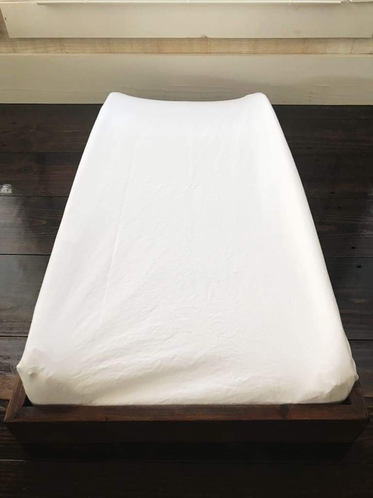 White Changing Pad Cover handmade heirloom nursery - High Cotton Textile