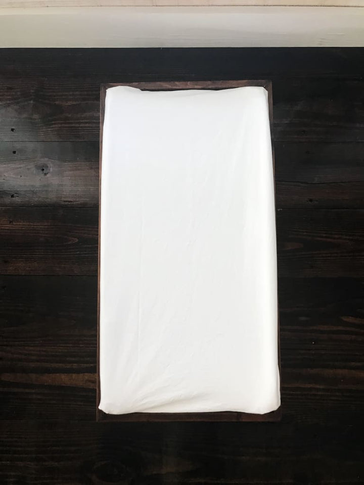 White Changing Pad Cover handmade heirloom nursery - High Cotton Textile