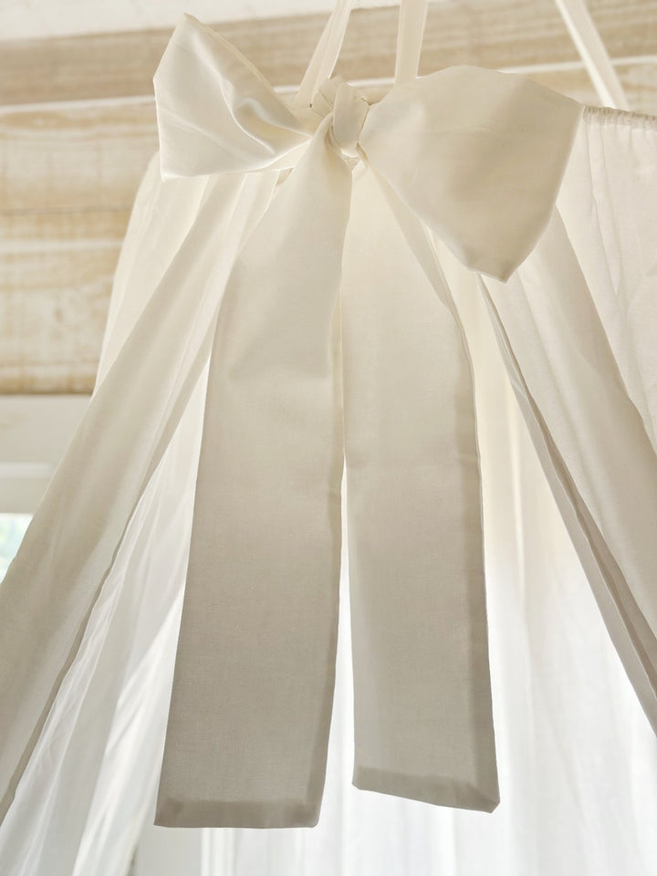 White Crib Canopy Set with Matching Crib Skirt — Farmhouse Nursery handmade heirloom nursery - High Cotton Textile