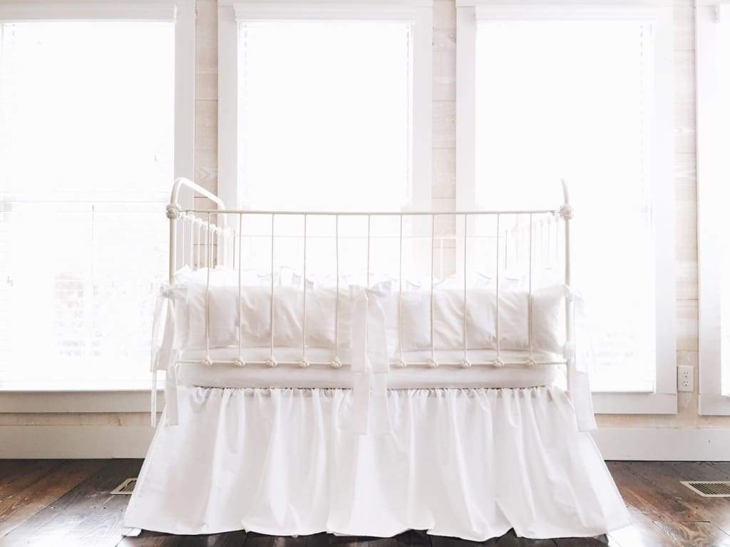 White Farmhouse Crib Bedding Set - High Cotton Textile 