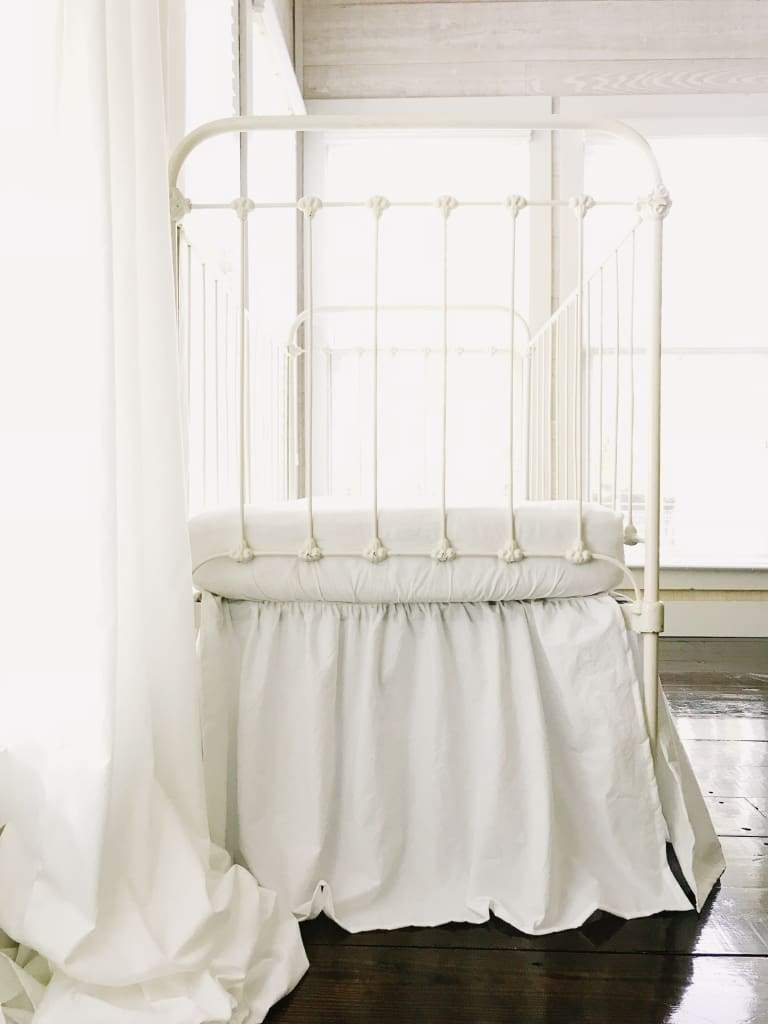 White Farmhouse Crib Skirt handmade heirloom nursery - High Cotton Textile