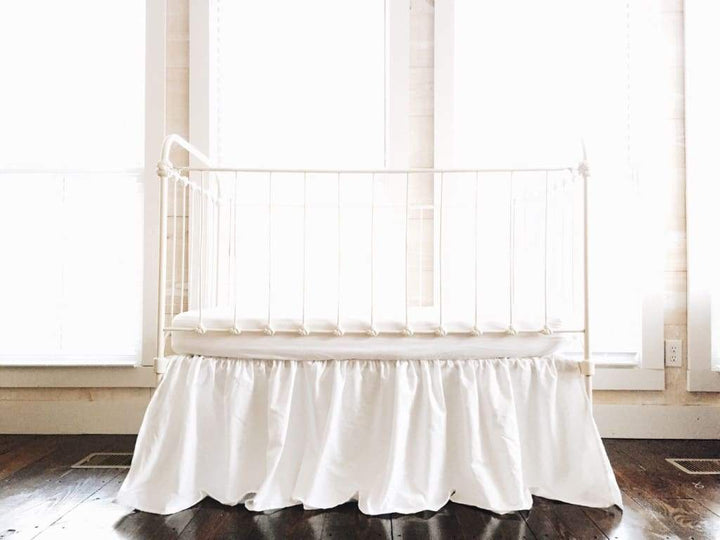 White Farmhouse Crib Skirt handmade heirloom nursery - High Cotton Textile